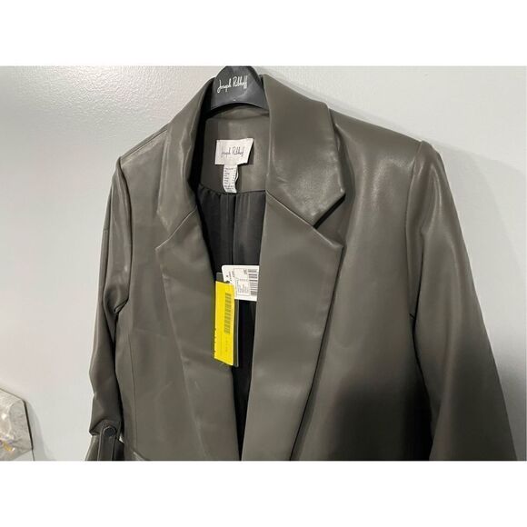 Joseph Ribkoff Black Faux Leather Long Sleeve Blazer Jacket 223090 NEW - Picture 5 of 6